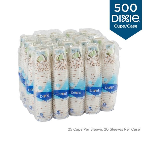 Dixie 5338DX Hot Cups, Paper, 8 oz., Coffee Dreams Design, 500/Carton - Picture 1 of 11